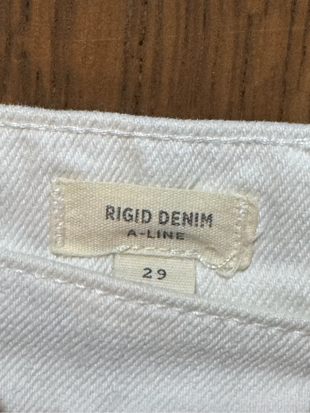 Madewell Rigid Denim High Rise A-Line Mini Skirt Tile White Button Front Size 29 - Picture 3 of 6